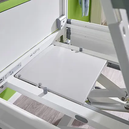 Control unit cover on the Seta pro - variant junior paediatric hospital bed Protected control unit beneath the backrest of the Seta pro - variant junior children’s hospital bed