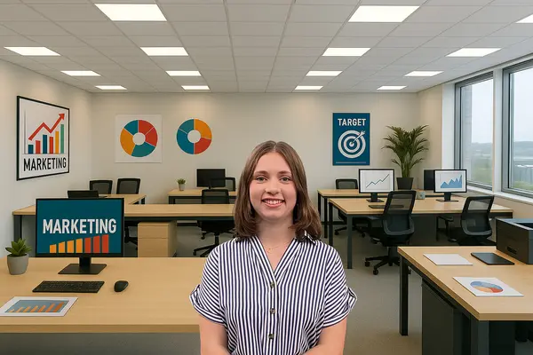 Marketing communications specialist training | Stiegelmeyer Marketing communications specialist Training at Stiegelmeyer in a modern workplace with marketing tasks.