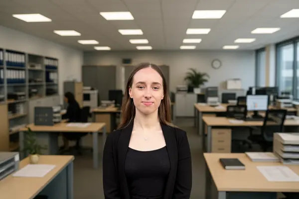 Szkolenie dla urzędników przemysłowych w Stiegelmeyer w nowoczesnym biurze z zadaniami komercyjnymi.